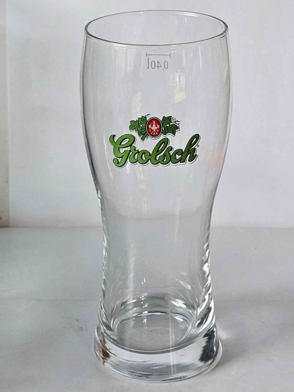 Grolsch Beer Glass .4L 7 1/4" Tall Pub Pint Pilsner Logo Collectible Barware